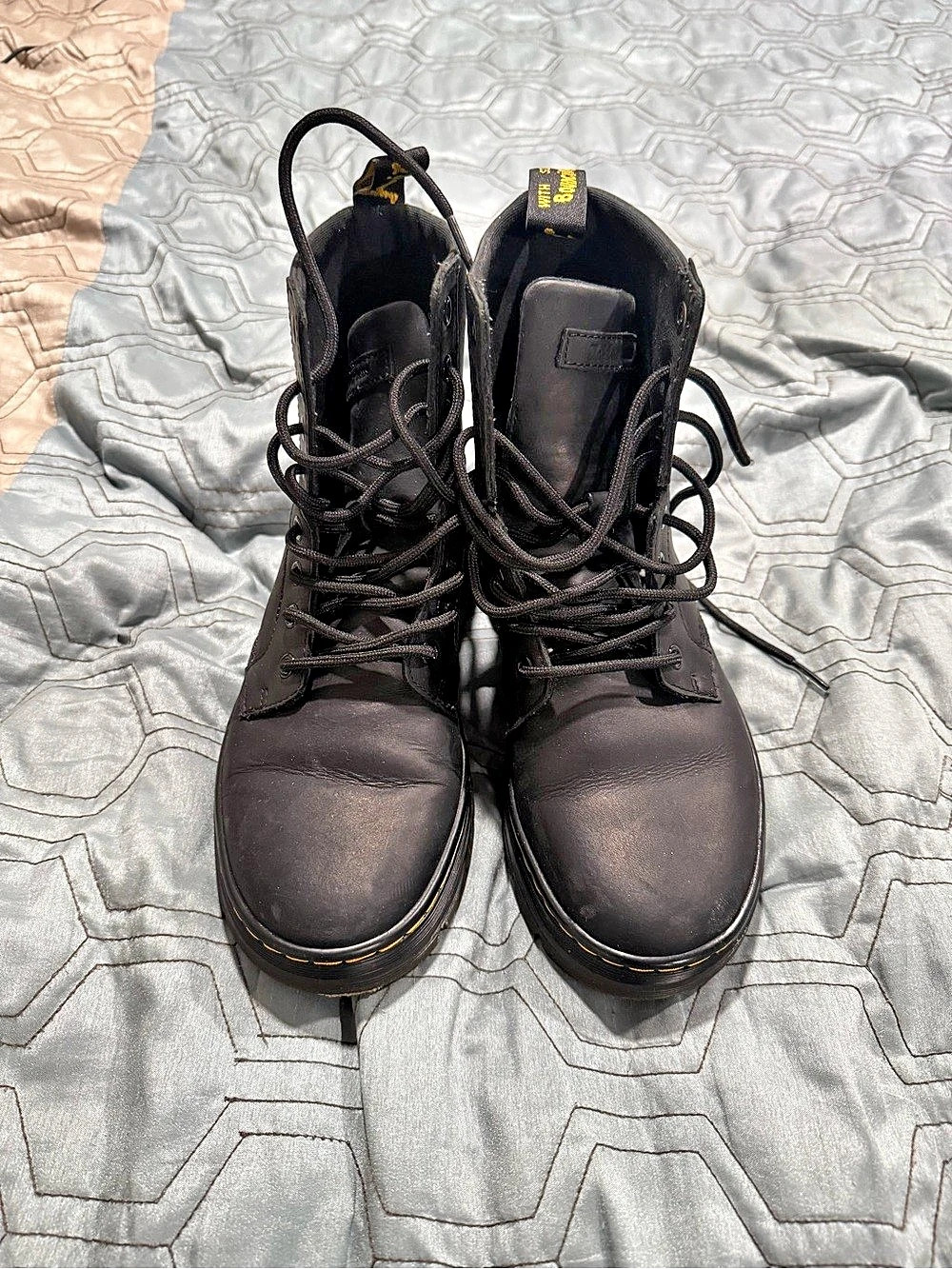 Dr Martens Combs Leather 8 Eye Boots L8/M7 Grunge Moto Punk Goth
